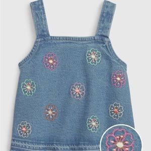 NWT baby GAP Toddler Embroidered Denim Tank Top with Washwell 5T